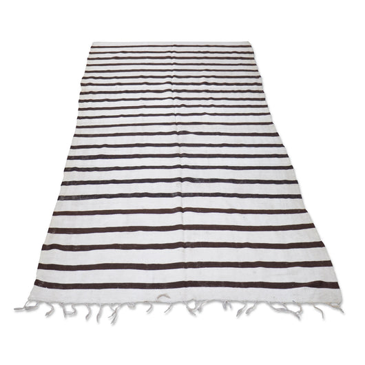 Cream And Chocolate Stripe Kilim Rug