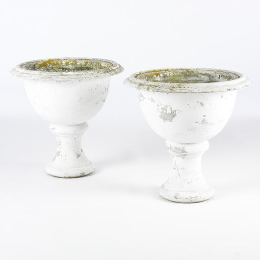 Pair Of White Garden Urns