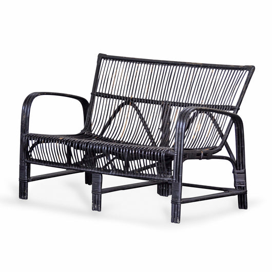 Black Rattan Banquette