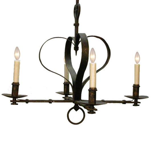 4 Light Iron Heart Chandelier