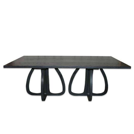 Wood Table With Double Pedestal Base