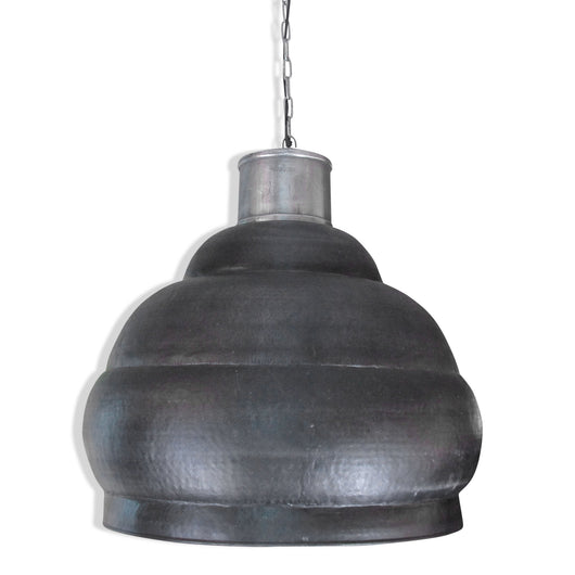 Large Ribbed Black Pendant