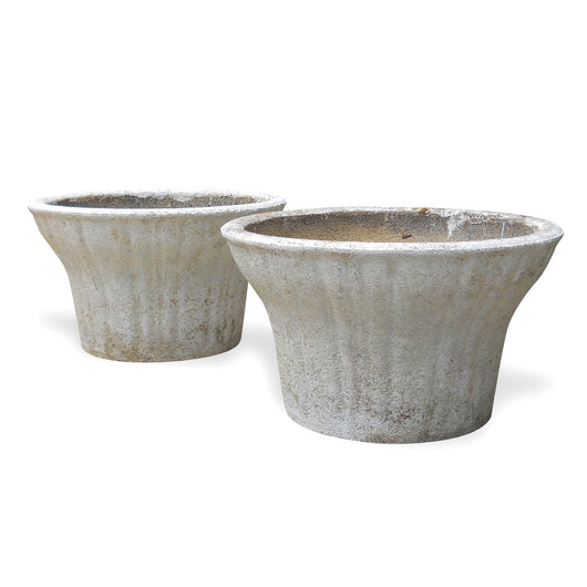 Pair Of White Concrete Planters