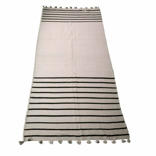 Beige And Brown Striped Kilim Rug