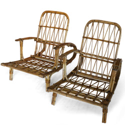 Pair Of 1930'S Reclining Rattan Chairs