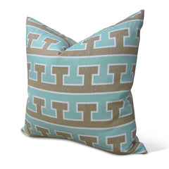 Aqua And Tan Greek T Pillow