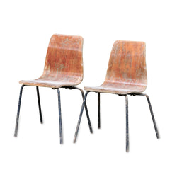 Pierre Guaric Wood and Iron Chairs