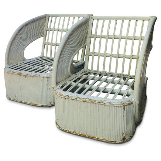 Pair of French Curved Arm Wicker Chairs