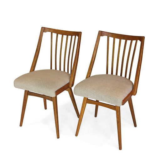 Pair of Upholstered, Slatted Dining Chairs