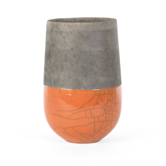 Large Round Orange Vase