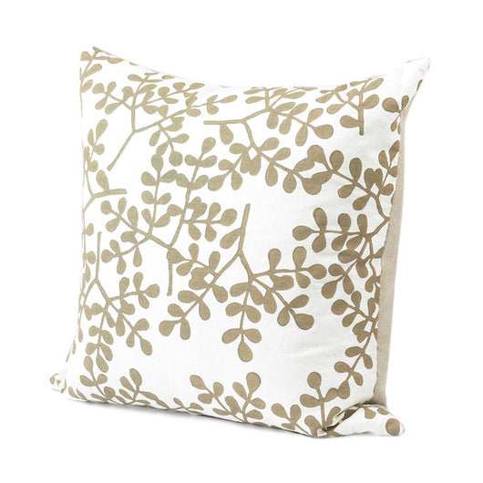 Linen And Taupe Vine Pillow
