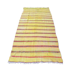 Yellow And Red Striped Kilim Rug