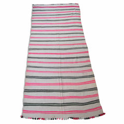 Pink And Black Striped Kilim Rug