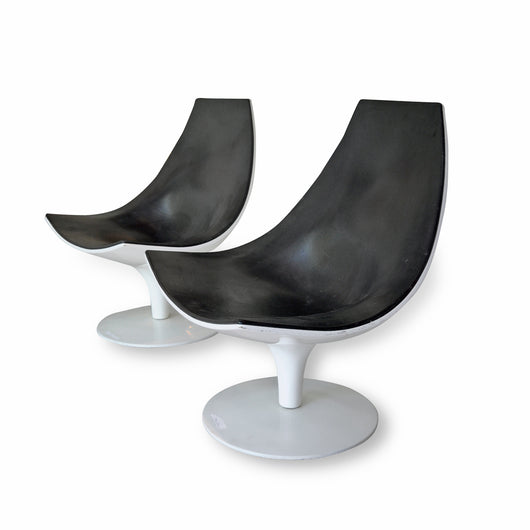 Pair of Black and White Swivel Chairs