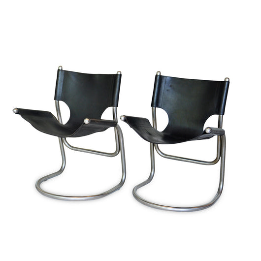Pair of Leather Scoop Chairs