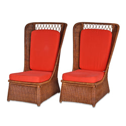 Wicker Chair With Red Cushion