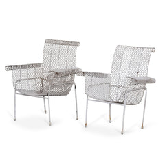 Pair Of White Iron Garden Chairs