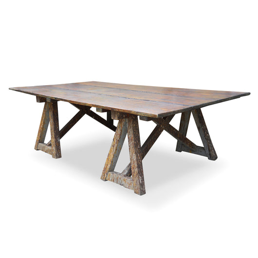 Large Sawhorse Dining Table With Painter's Base, 19th C.