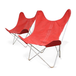 Pair Of Butterfly Chairs With Orange Cover