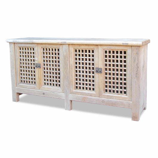 Light Wood Double Grid Cabinet